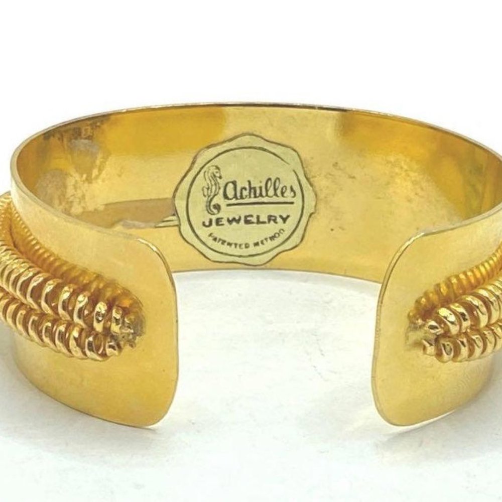 Retro Achilles Jewelry love knot wide gold tone cuff bracelet - Picture 3 of 5